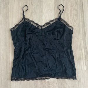 Silk Top with Lace Trim
